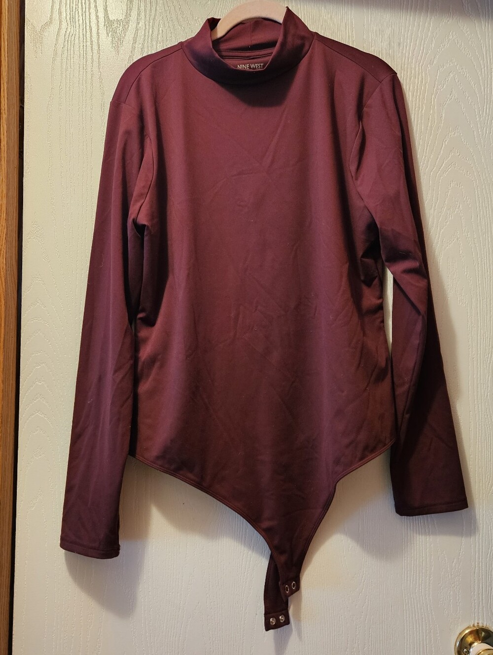 Nine West Burgundy/Brown Longsleeve Turtleneck Bodysuit, Size XXL